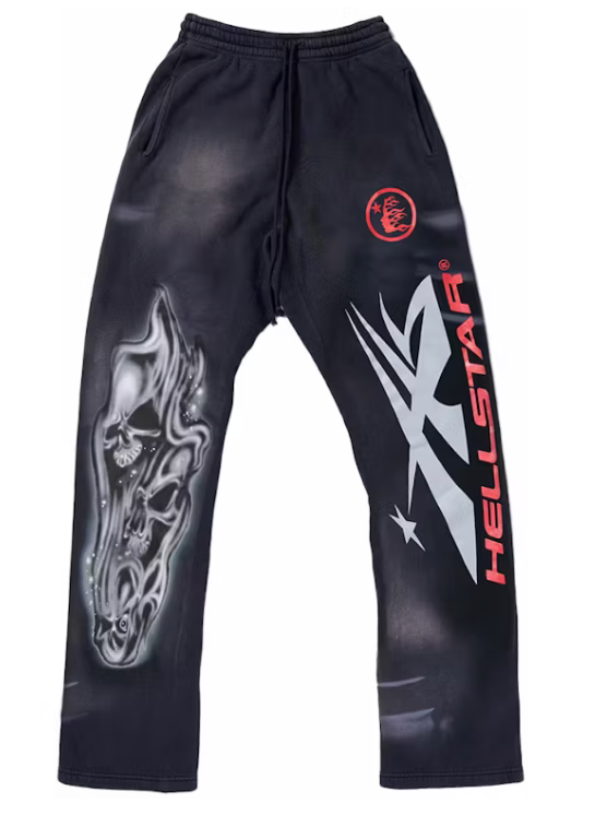 Hellstar Airbrushed Skull Flare Bottom Sweatpants