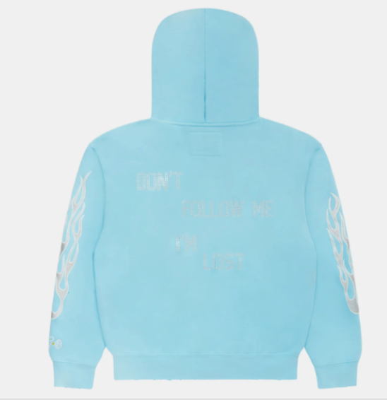 Metallic Flame Zip-Up Hoodie